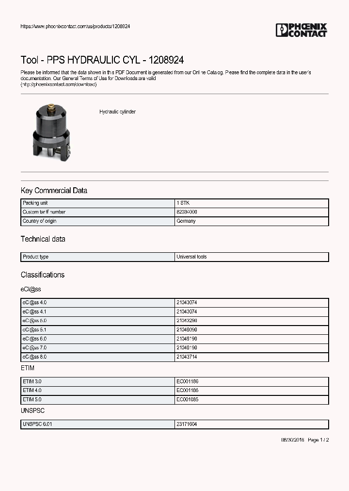 PPSHYDRAULICCYL_9061036.PDF Datasheet Download