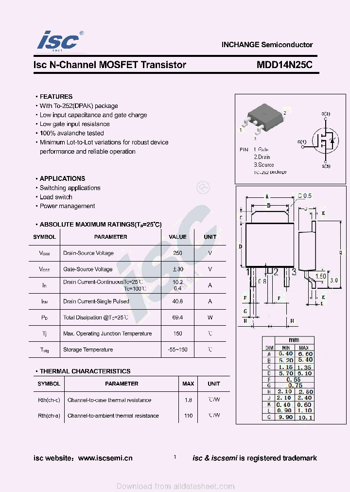 MDD14N25C_9064030.PDF Datasheet