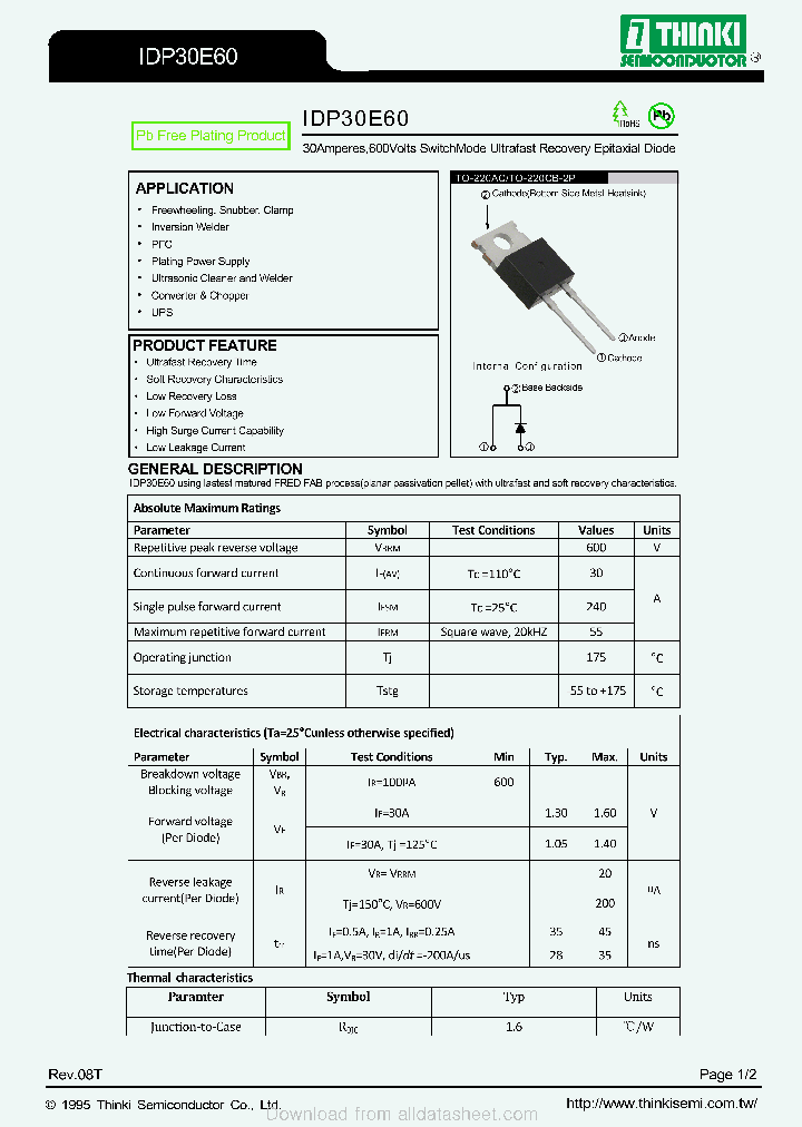 10 Transistors IDP30E60 (D30E60) En Boîtier TO-220 - Neufs, Pour Alimentations à Découpage