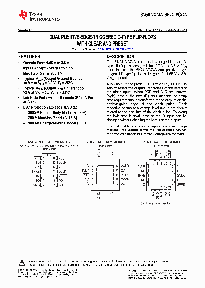 SN74LVC74A_9068250.PDF Datasheet Download --- IC-ON-LINE