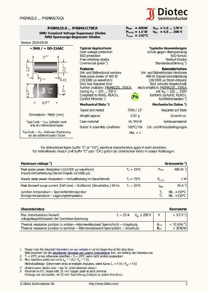 P4SMAJ15A_9073327.PDF Datasheet