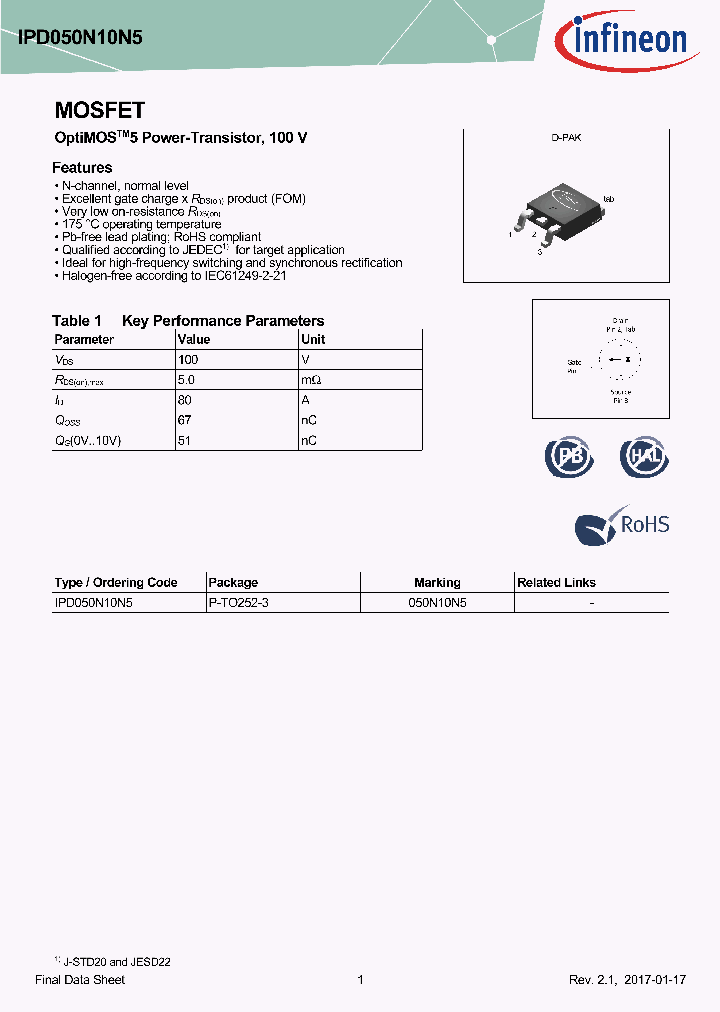 IPD050N10N5_9074075.PDF Datasheet