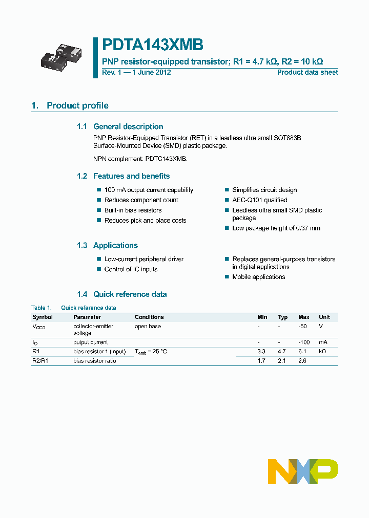 PDTA143XMB_9080567.PDF Datasheet