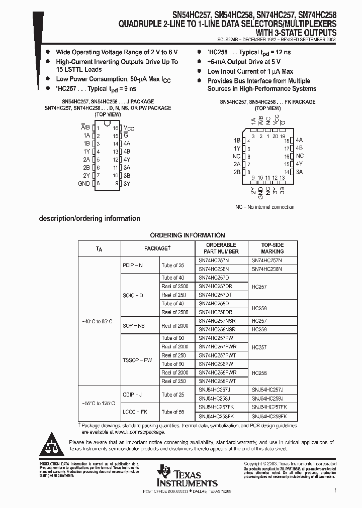 SN74HC257PWLE_9083241.PDF Datasheet