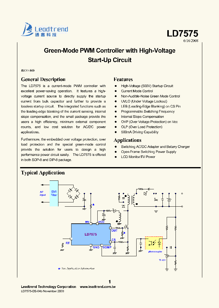 LD7575_9085416.PDF Datasheet Download --- IC-ON-LINE
