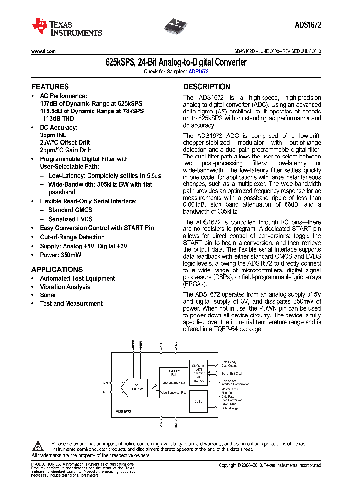 ADS1672IPAGG4_9085512.PDF Datasheet