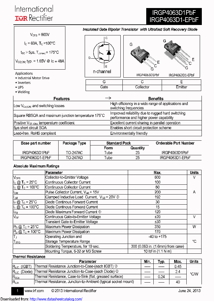 IRGP4063D1PBF_9088397.PDF Datasheet Download --- IC-ON-LINE
