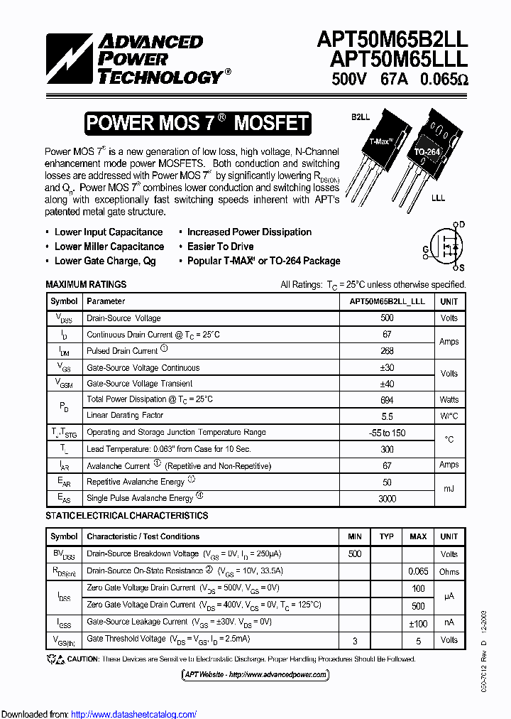 APT50M65B2LLG_9092073.PDF Datasheet