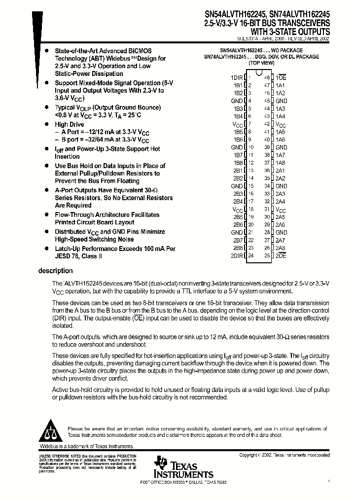 SNJ54ALVTH162245WD_9103050.PDF Datasheet