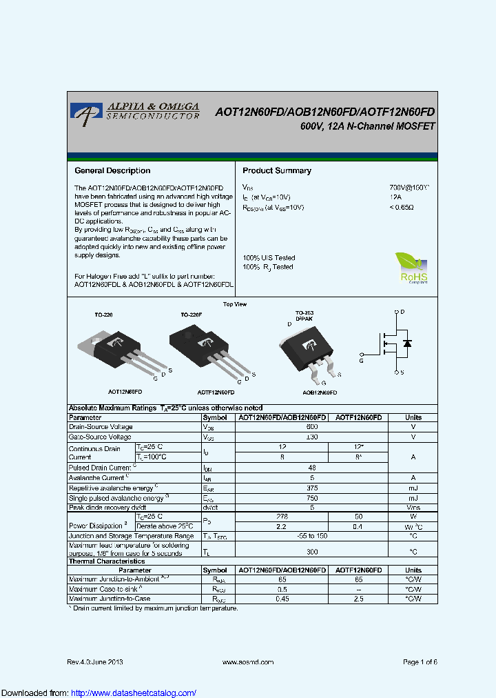 AOB12N60FD_9118104.PDF Datasheet