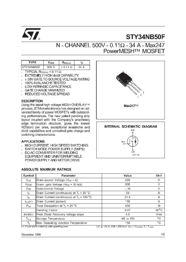 STY34NB50F_9120654.PDF Datasheet